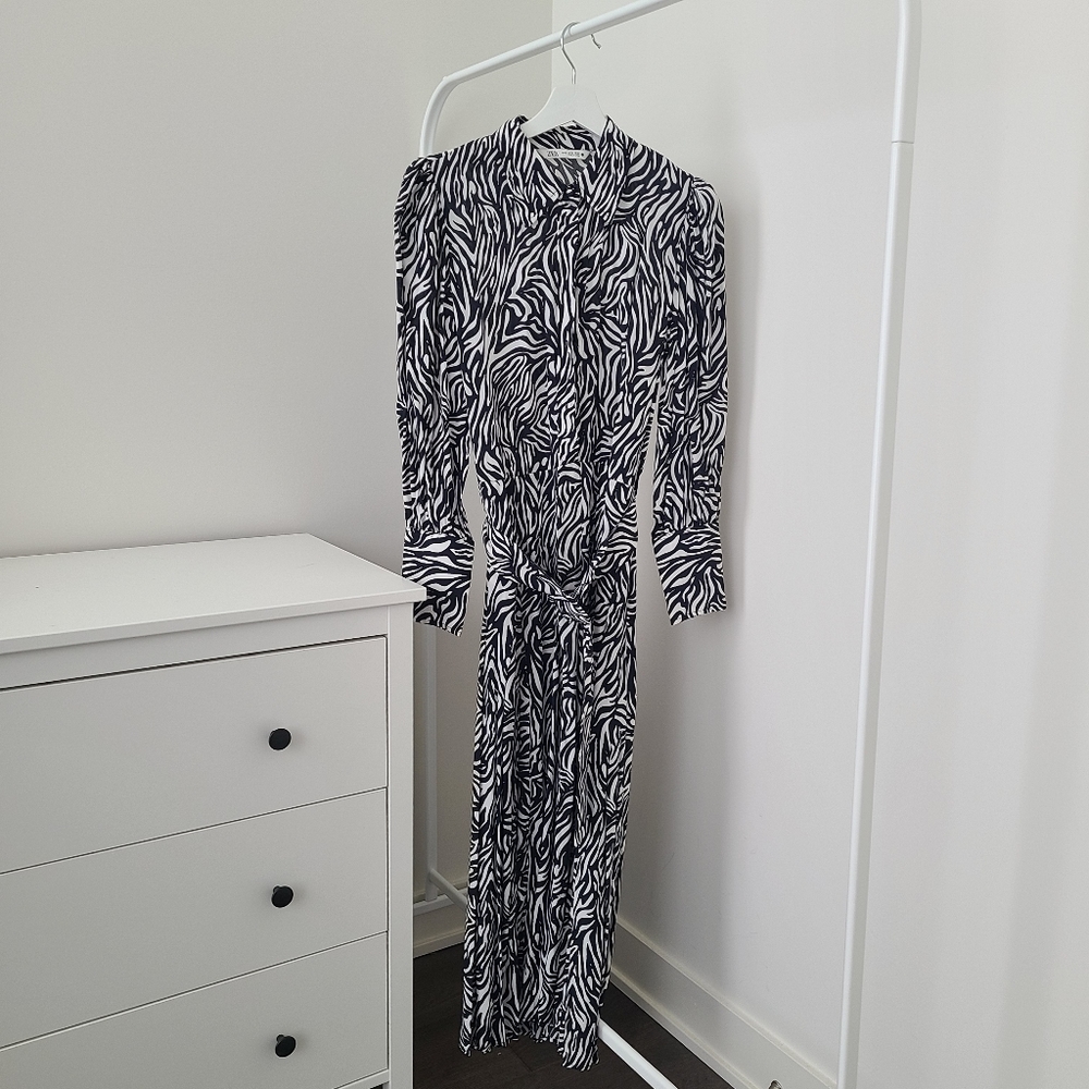 ZARA Belted Animal Print Dress - Picture 3 of 8